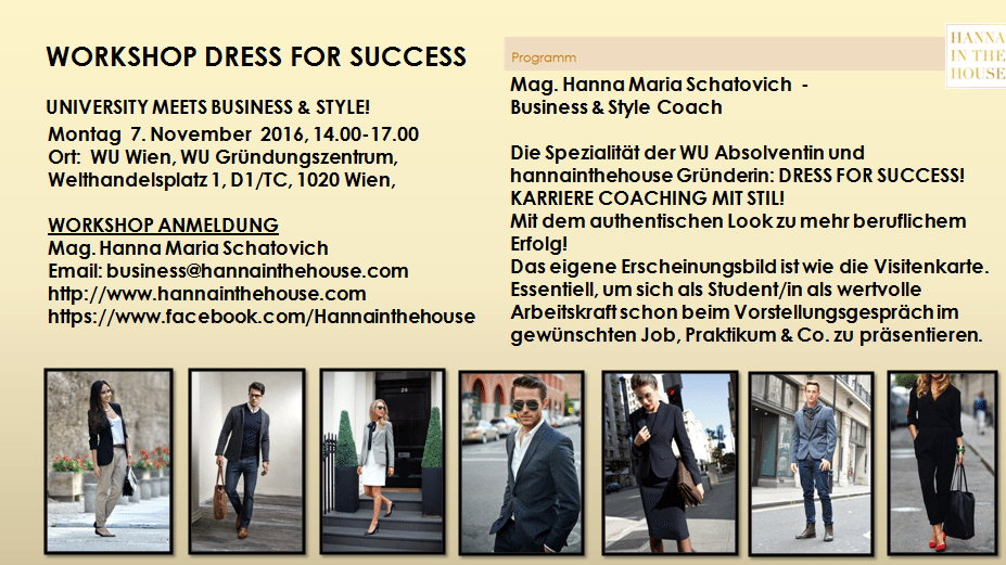 WORKSHOP DRESS FOR SUCCESS_WU WIEN GRÜNDUNGSZENTRUM